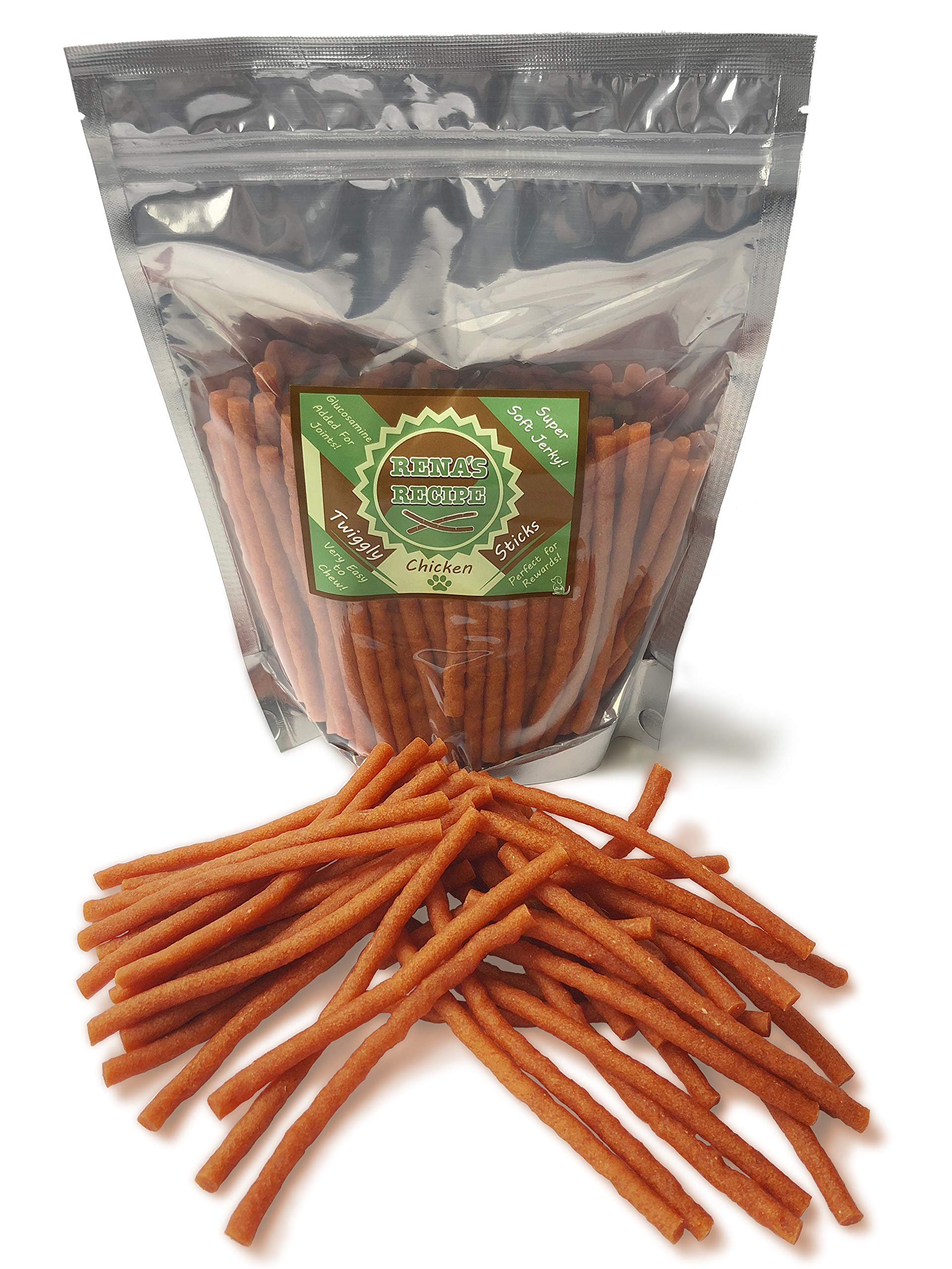 Rena's Recipe Twiggly Chicken Sticks bag opening shows easy grab-and-go rewards.