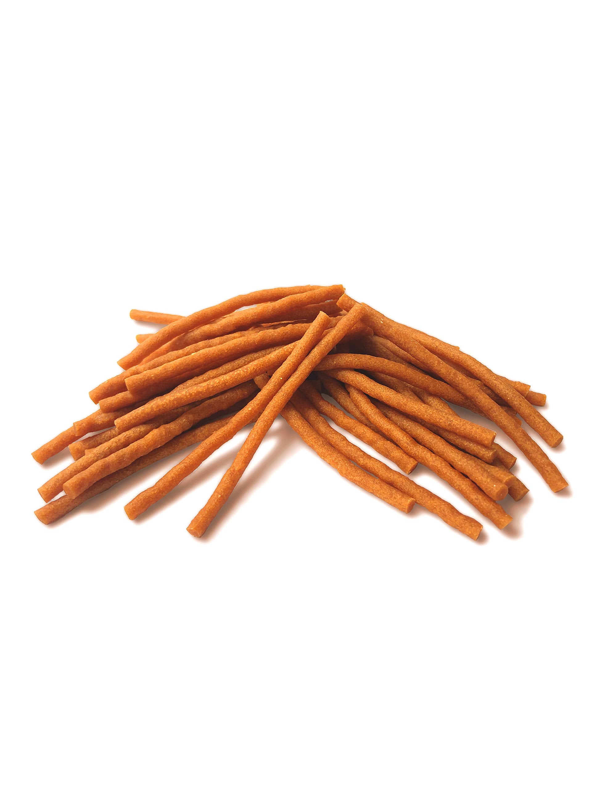 Twiggly Chicken Sticks formula highlighted as rawhide-free for safe chewing.