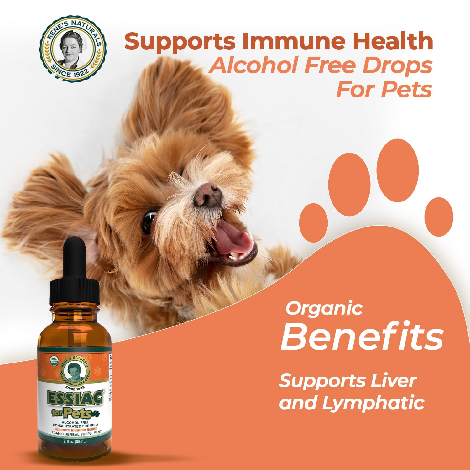 Rene's Naturals Essiac for Pets burdock root detail — part of traditional herb mix.