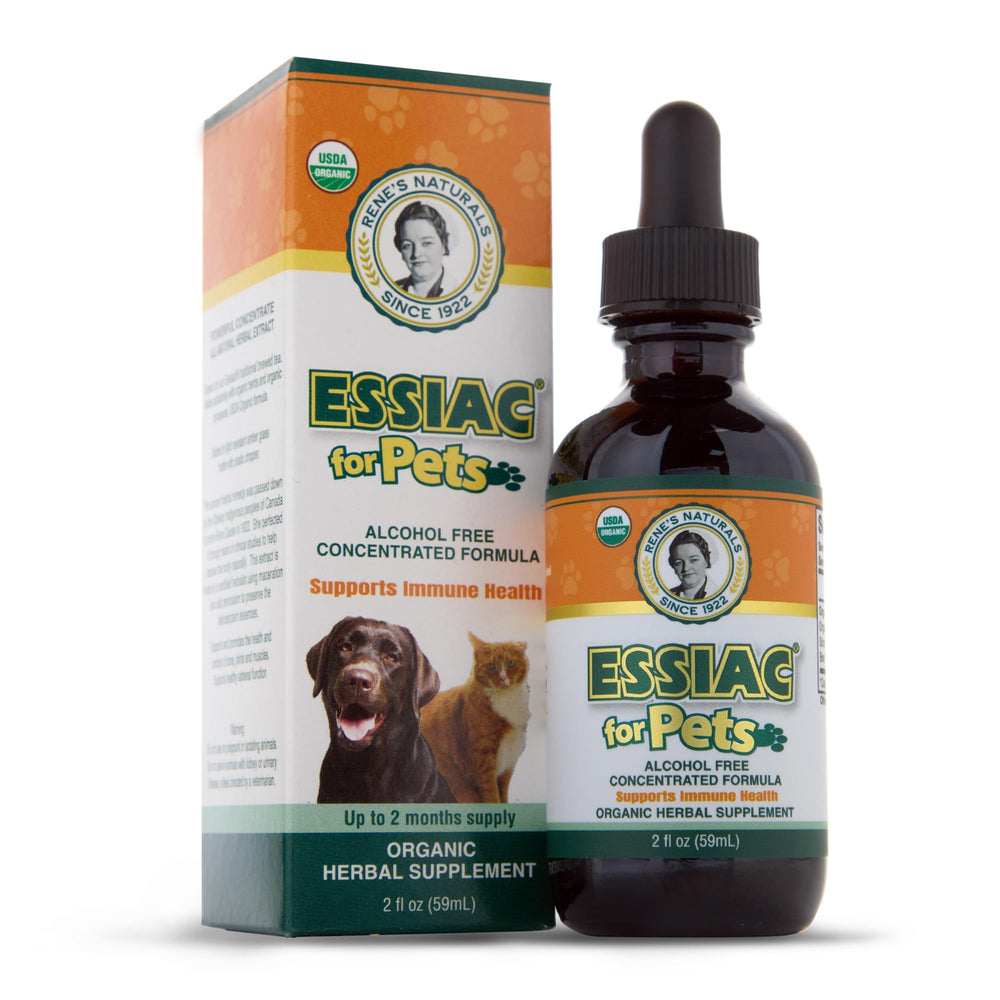 Rene's Naturals Essiac for Pets dropper-front — easy daily dosing for dogs and cats.