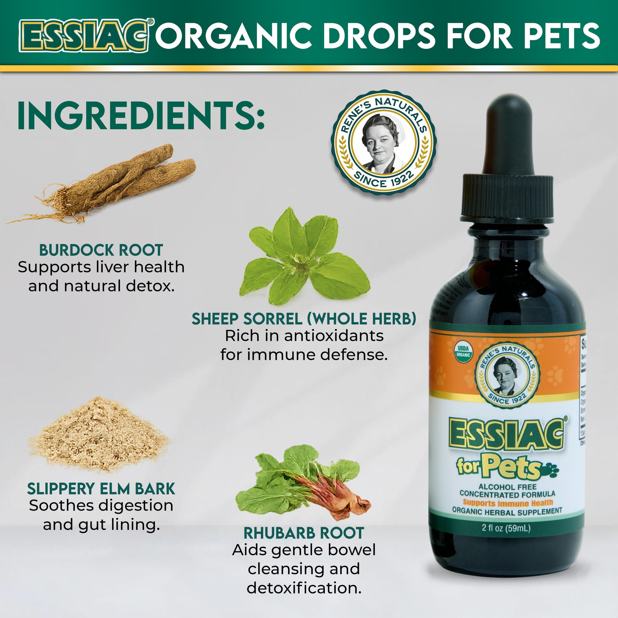 Rene's Naturals Essiac for Pets graduated-doser — pre-measured drops simplify giving.