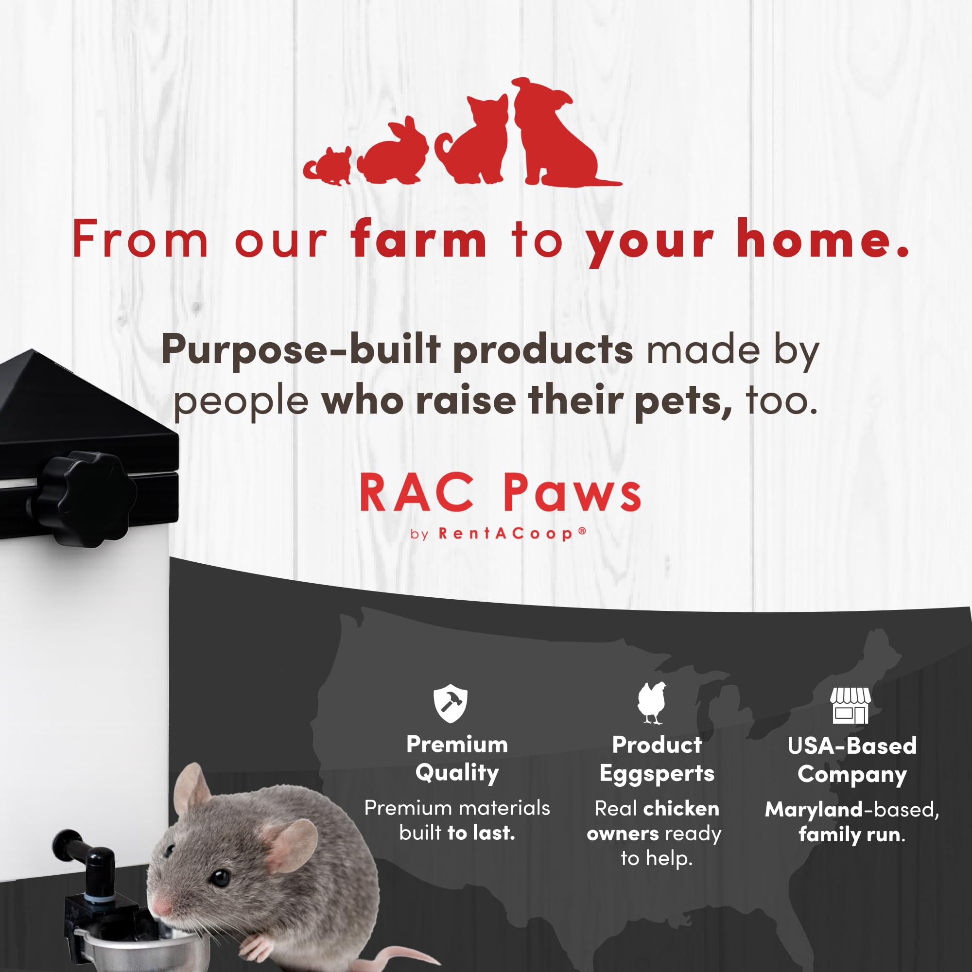 RentACoop cage-clip drinking-bottle ready for active small pets.