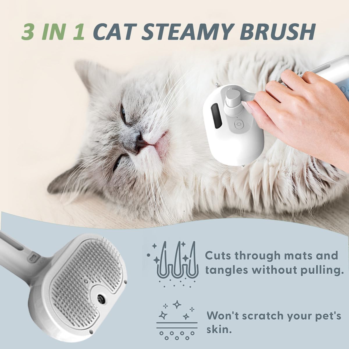 ReNu Dog Brush Self-cleaning Button enables quick cleanup after brushing.