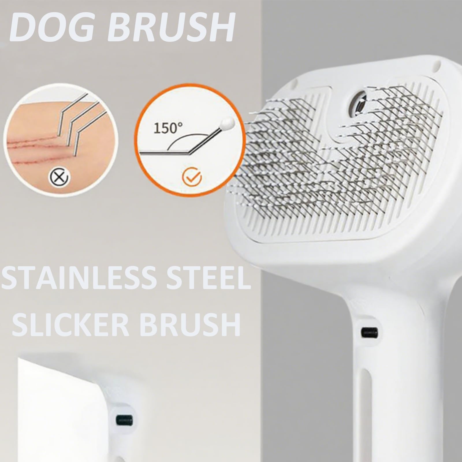 ReNu Dog Brush steam action illustrating self-cleaning steam for shedding control.