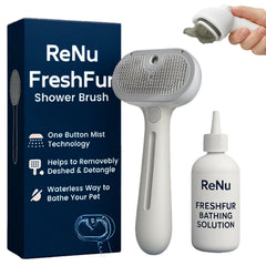 Renu FreshFur dog brush front view for comfortable grooming and efficient shedding control.