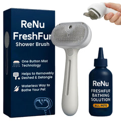 Renu FreshFur dog brush in action for easy shedding control