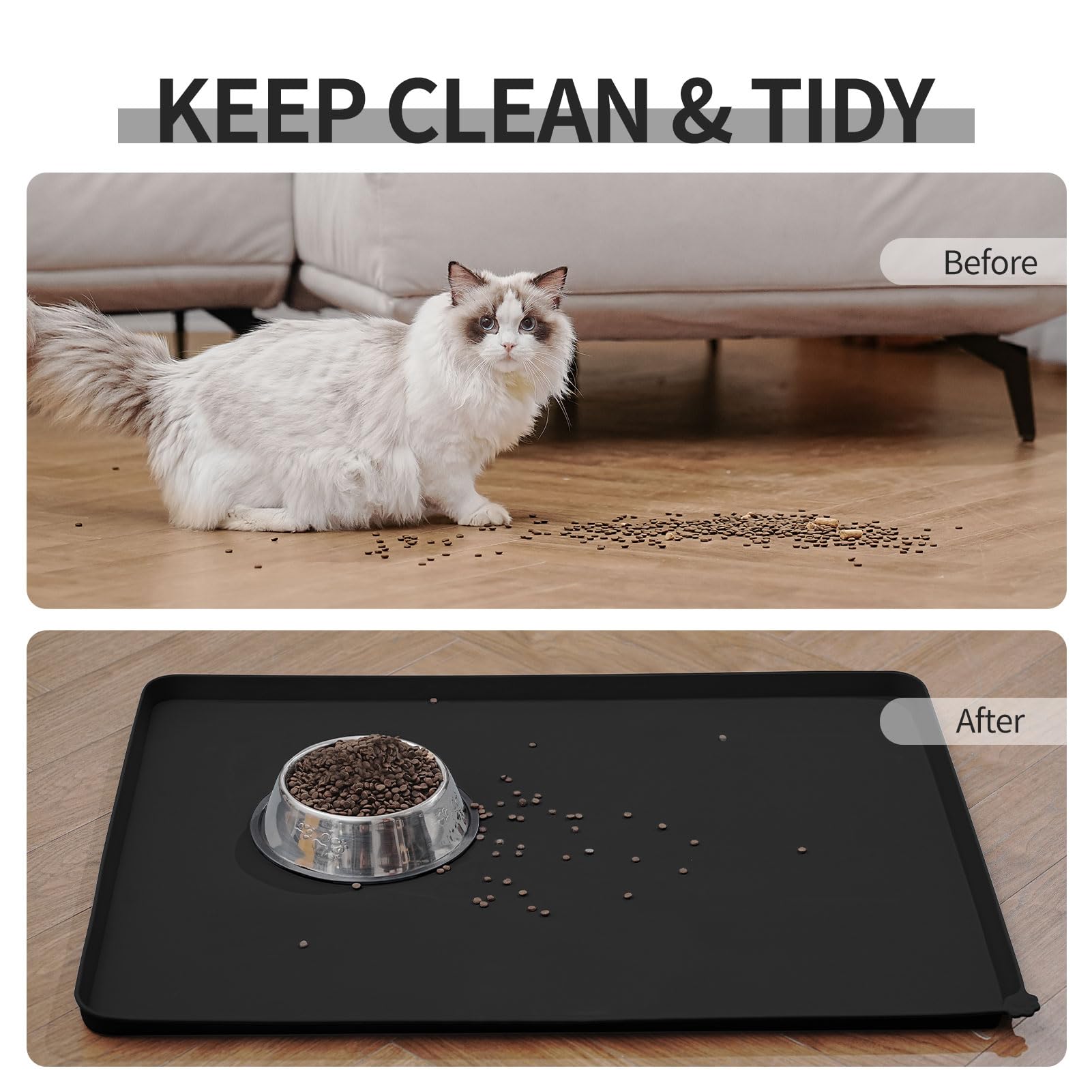 Reopet easy cleanup feeding mat wipes and rinses quickly after feeding.