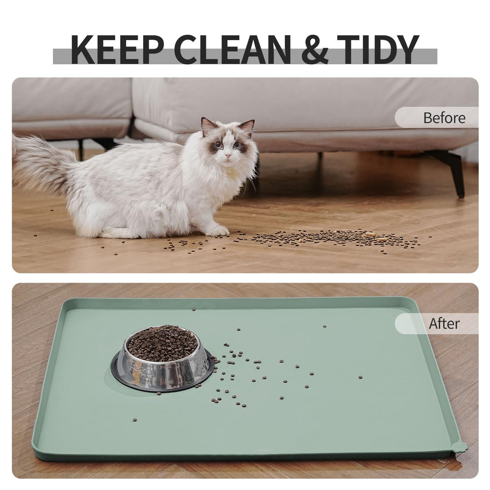 Easy wipe-and-rinse cleanup after feeding with Reopet mat.