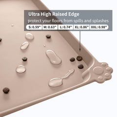 Reopet raised-edge design contains spills and slobber during meals.