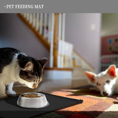 Reopet raised edges protect floors from splashes and messes.