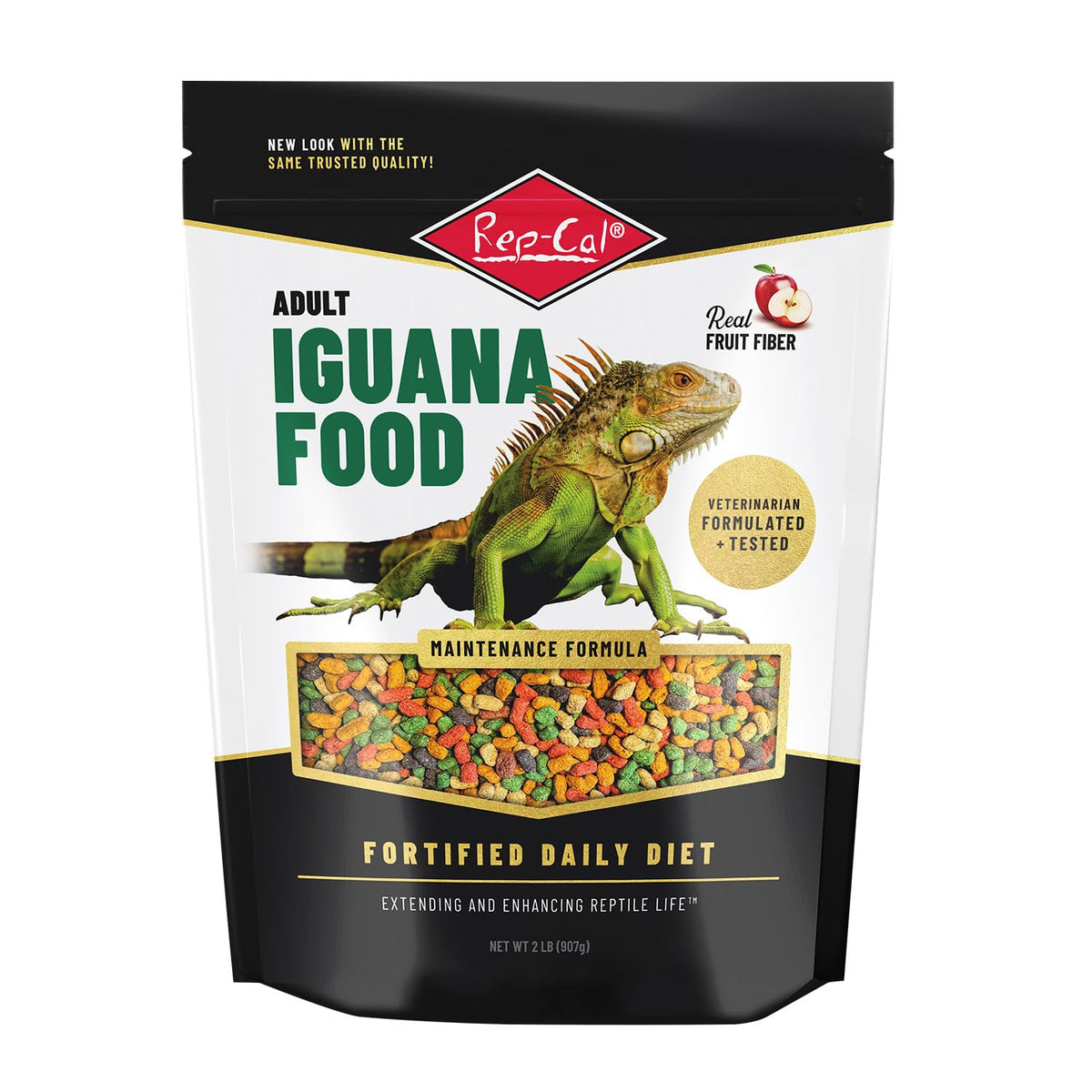 Rep-Cal Adult Iguana Food bag featuring balanced nutrition for adult iguanas.