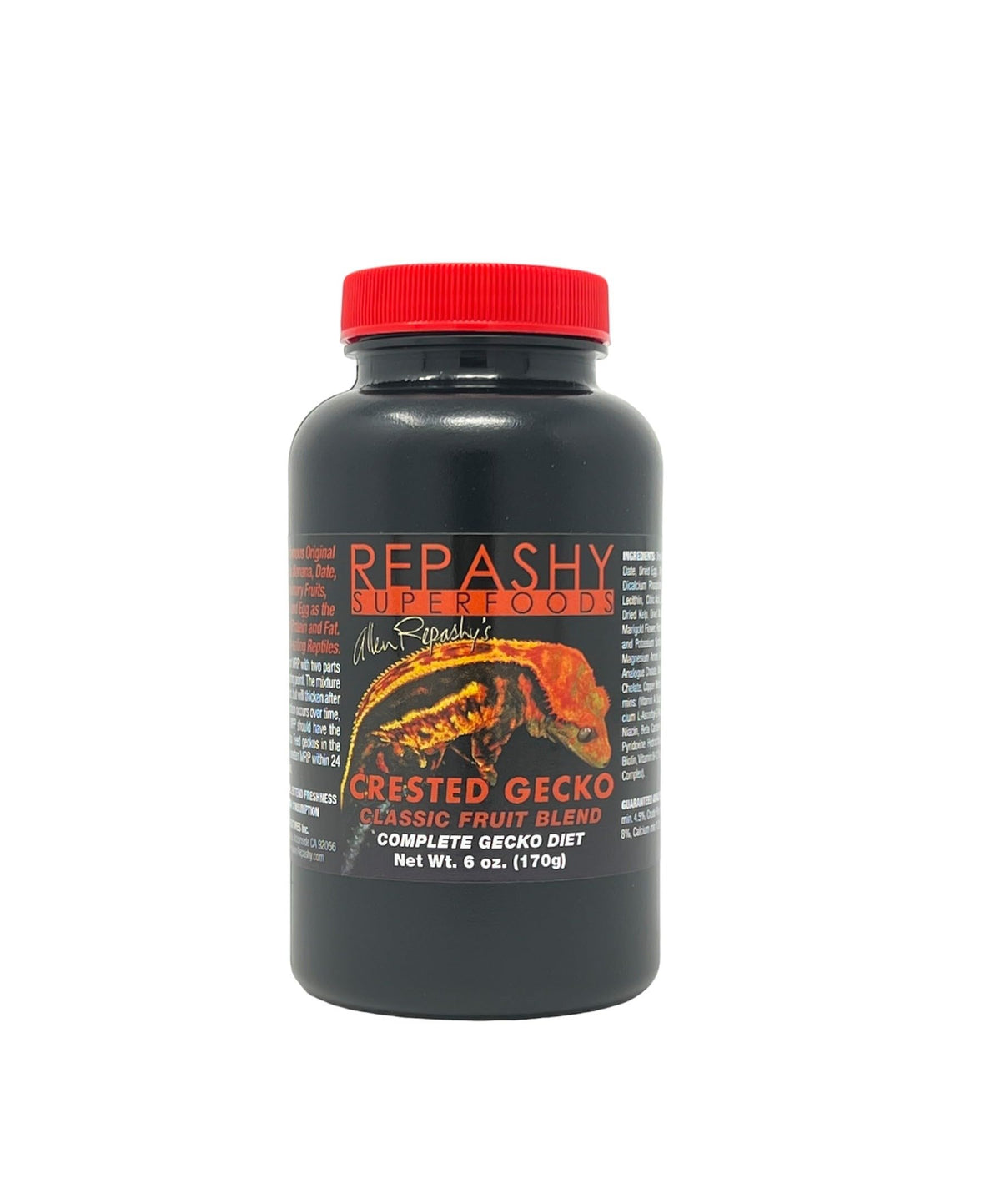 Repashy Crested Gecko Diet Classic jar showcasing balanced nutrition for fruit-eating reptiles.
