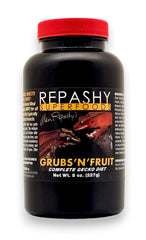 Repashy Grubs N’ Fruit Gecko Diet jar, balanced fruit-insect mix for healthy reptile meals