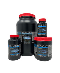 Pouring Soilent Green gel from a jar for herbivorous fish and invertebrates, natural feeding option