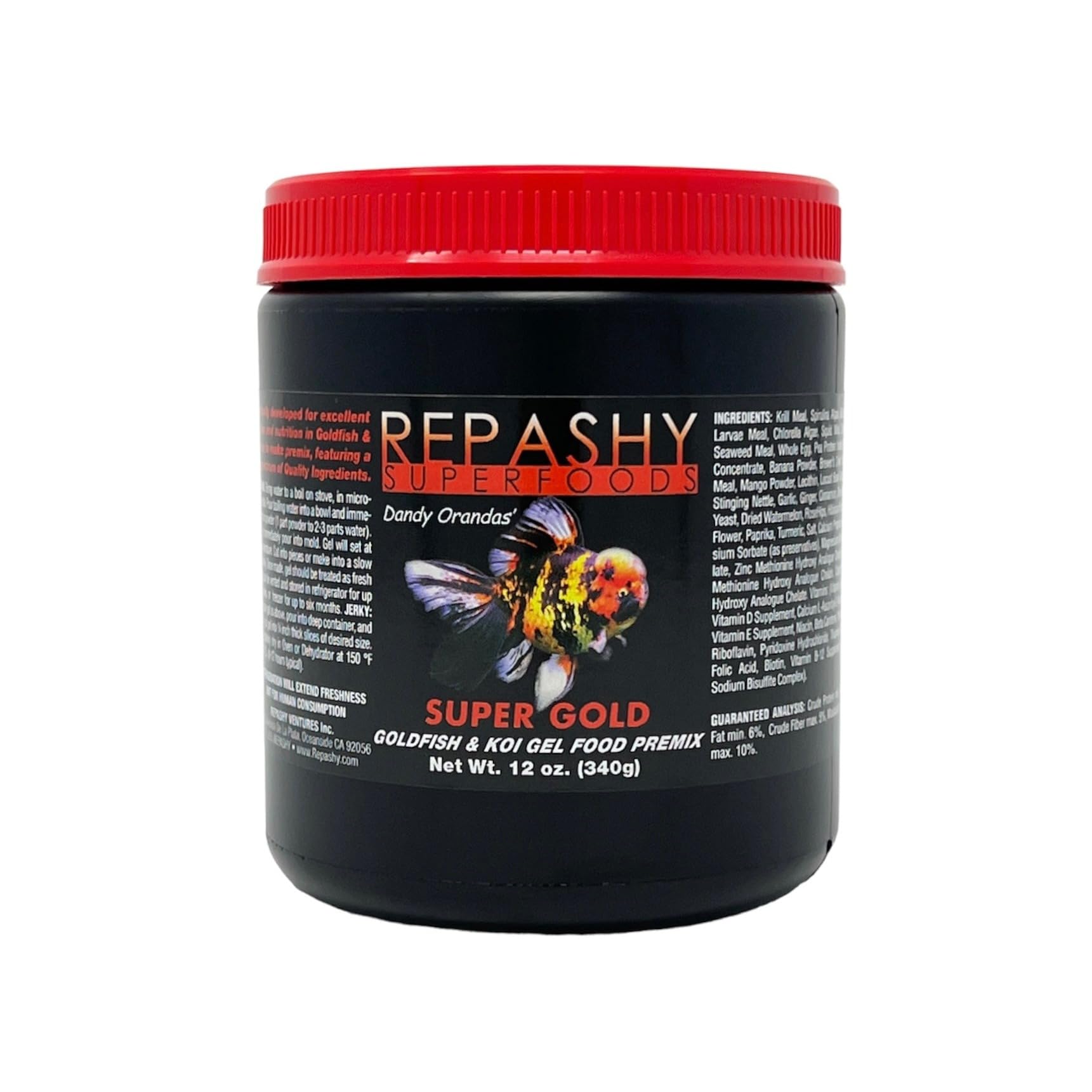 Repashy Super Gold gel food jar for goldfish and koi, ready-to-use premix.