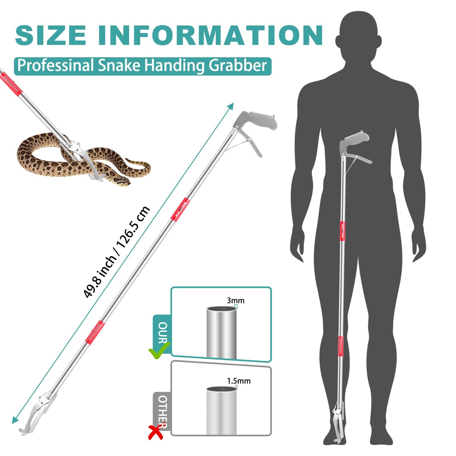 Repgfor durable aluminum snake grabber emphasizes lightweight strength