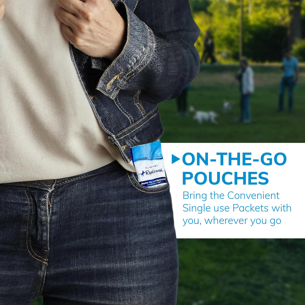 Replenish travel hydration pack for dogs supports hydration on the go.