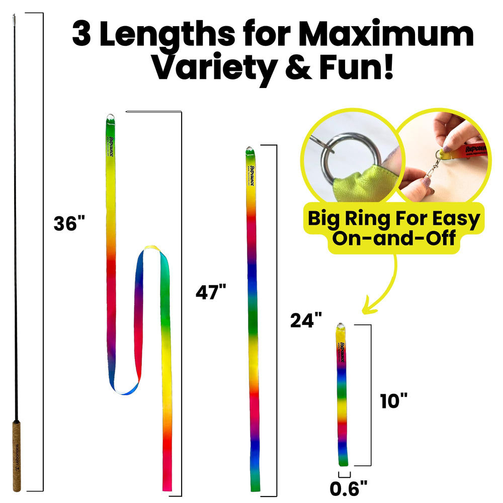 Repounce wand strings including chew-proof wire improve durability during vigorous sessions.