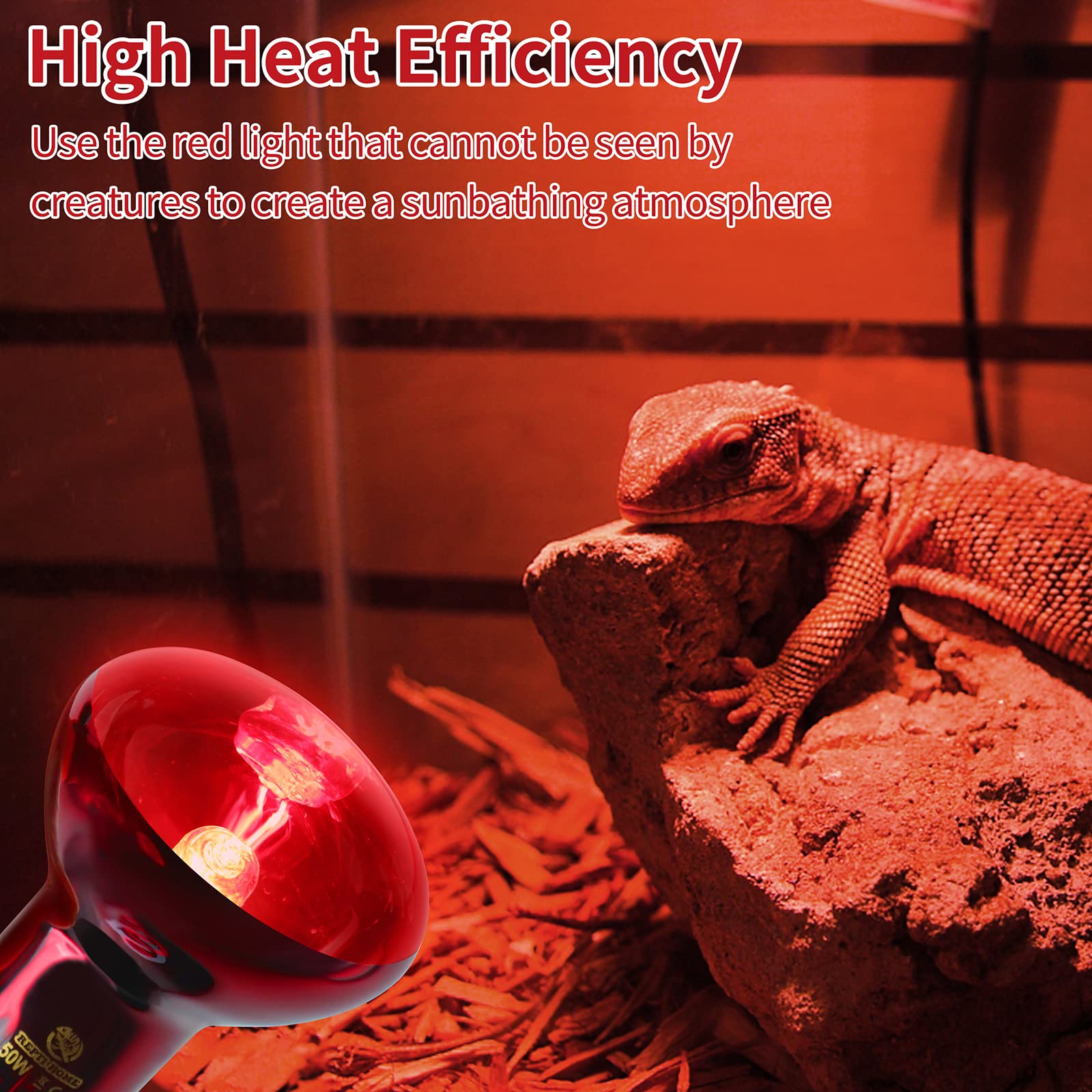 REPTI HOME 50W reptile heat bulb ideal for basking zones.
