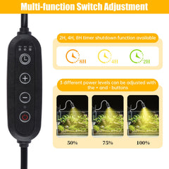 REPTI HOME brightness modes 50, 75, 100 for adjustable warmth