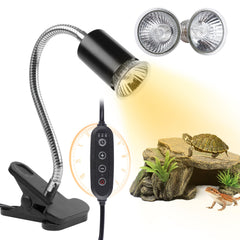 REPTI HOME dual-head turtle light showing wider coverage for two habitats