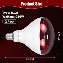 REPTI HOME R125 red heat bulb close-up showing durable glass and long life.