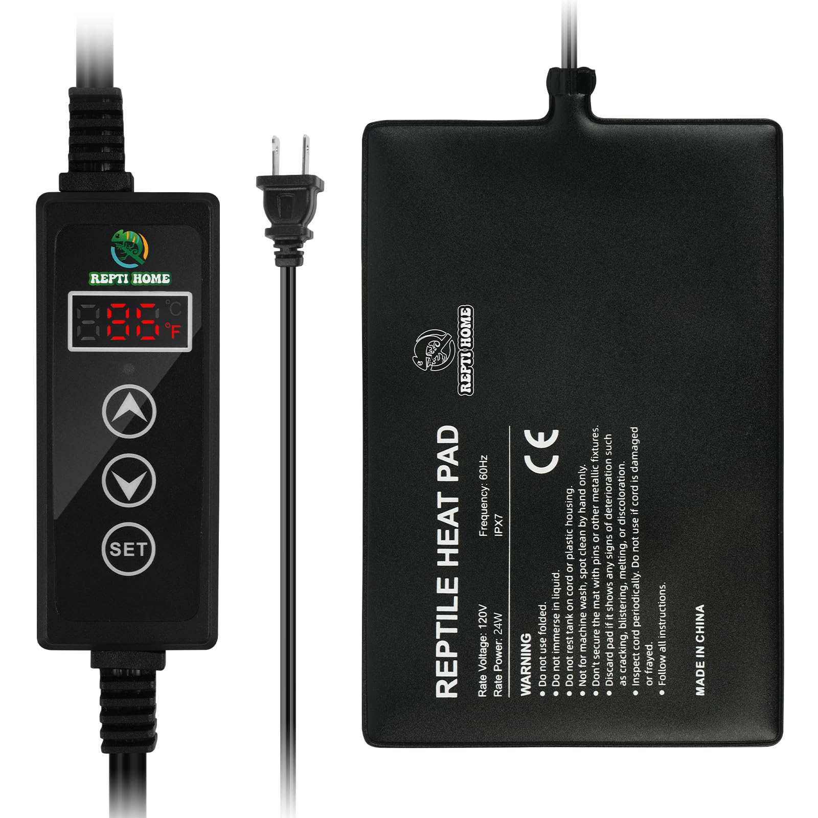 REPTI HOME reptile heat pad with digital thermostat for precise control.