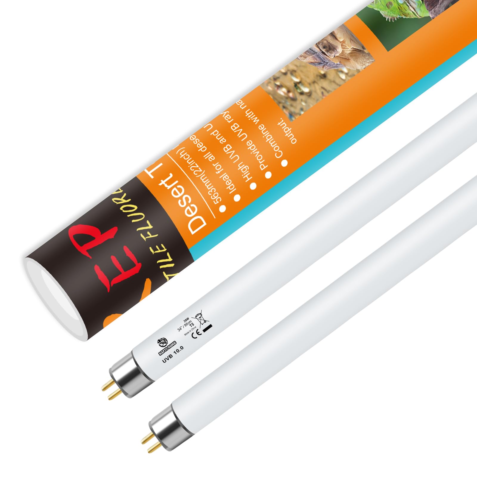REPTI HOME T5 UVB light close-up showing 24W tube for natural sunlight simulation