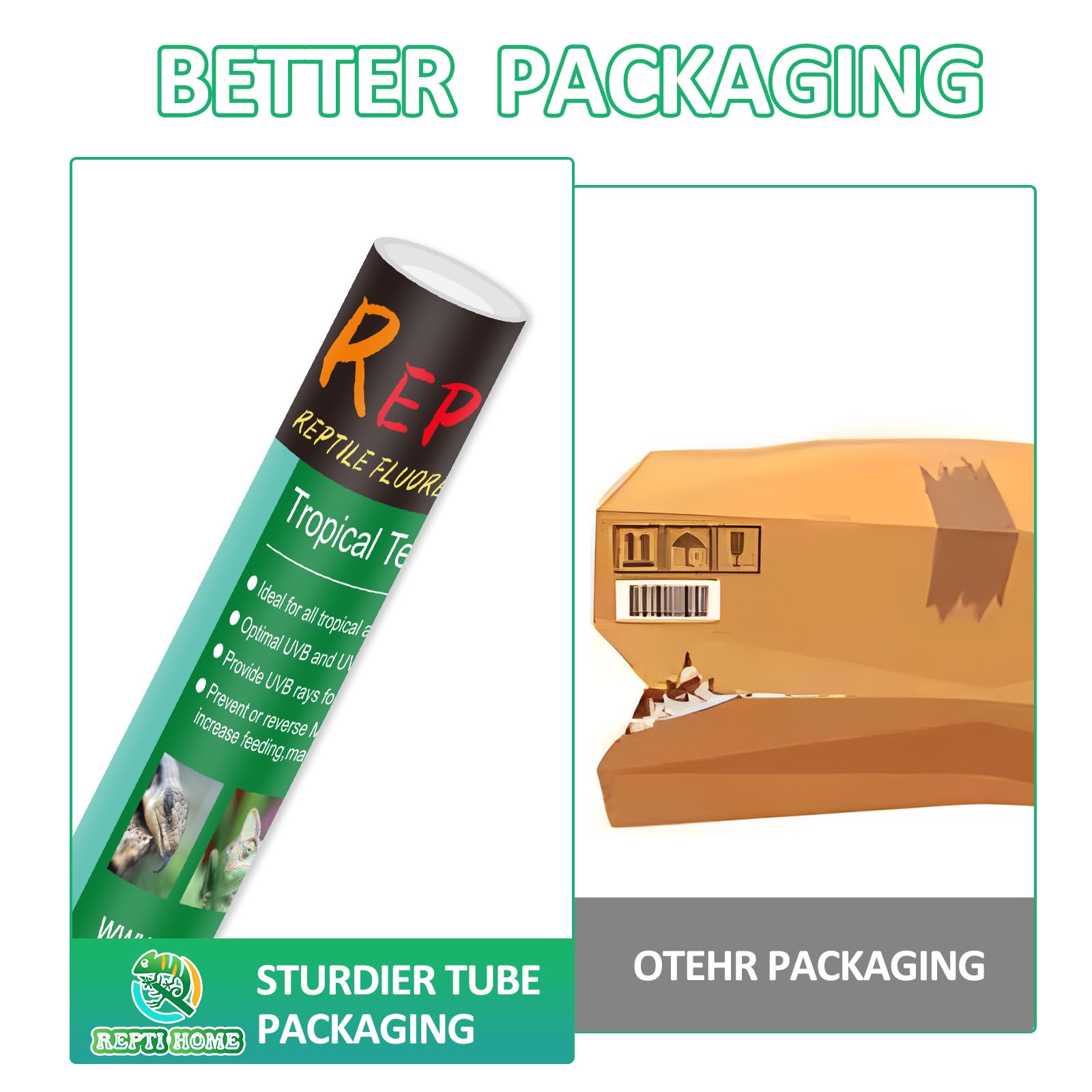 REPTI HOME T5 UVB light stable UVB and UVA output for balanced basking.