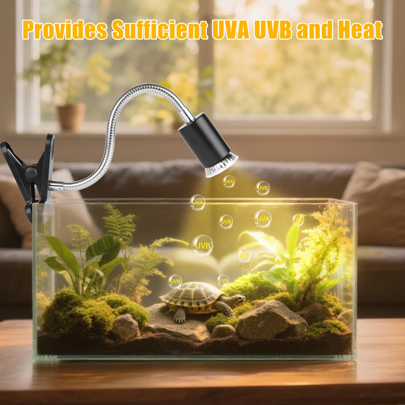 REPTI HOME turtle basking clip securing lamp in tank