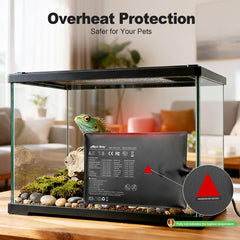 Adhesive side mount securing heat pad to glass terrarium