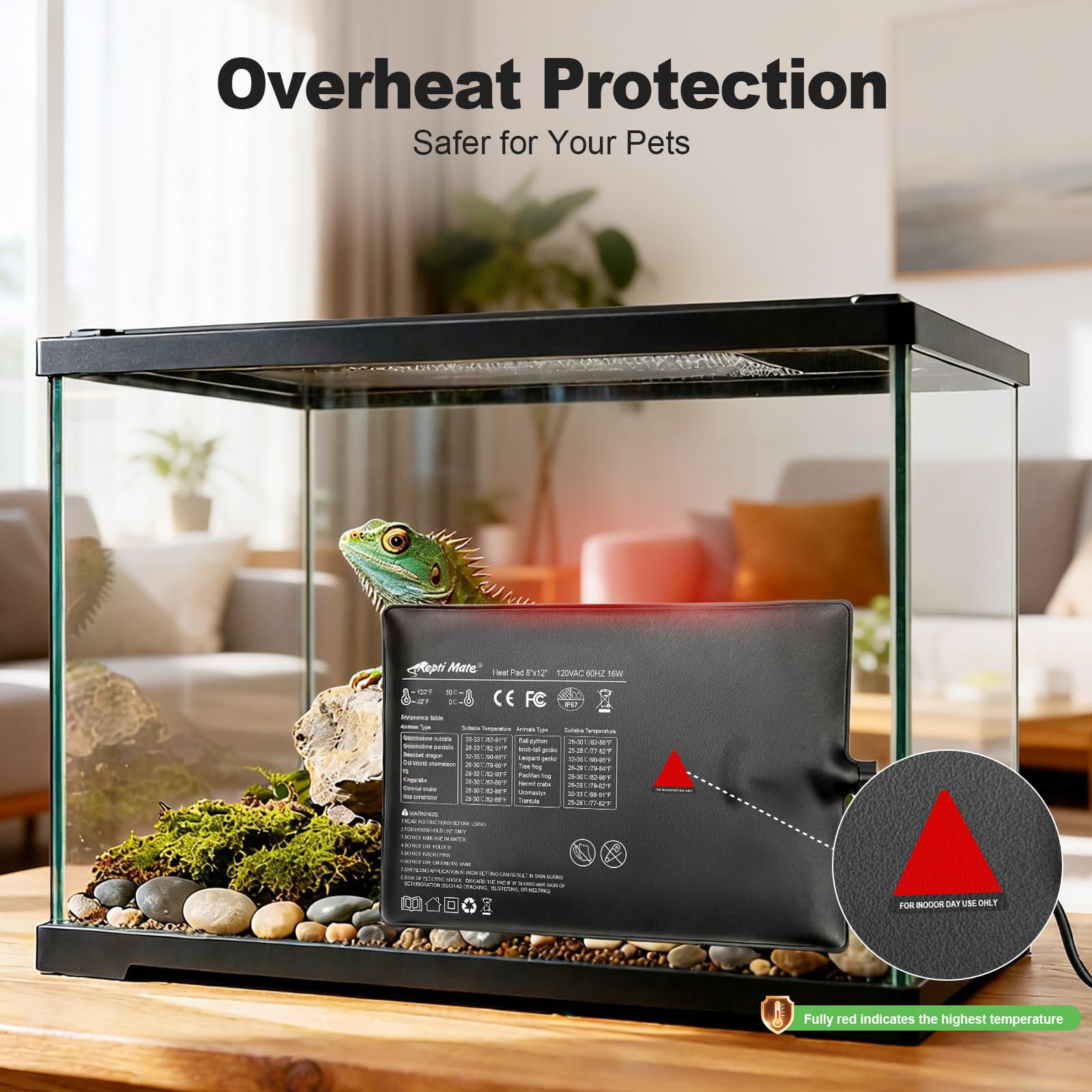 REPTI MATE carbon-fiber heating provides rapid, even warmth for reptiles.