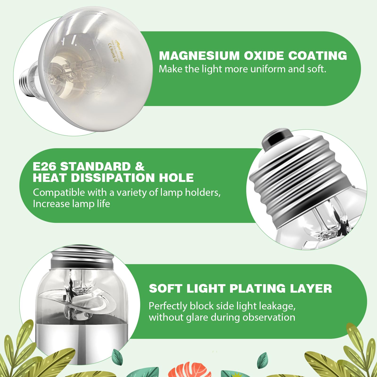 REPTI MATE snakes geckos lizards heat light for versatile day‑night comfort