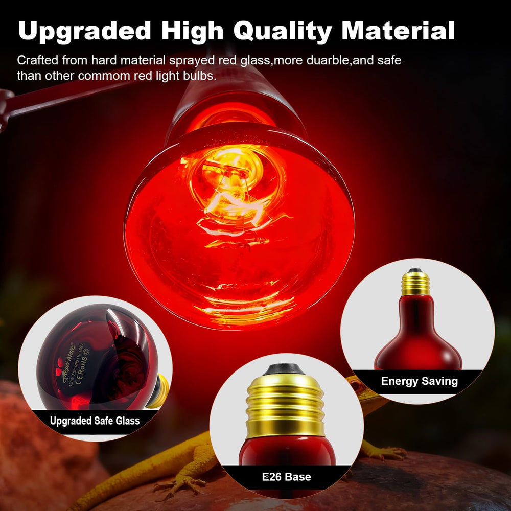 REPTI MATE red glow lights a reptile enclosure for steady warmth.