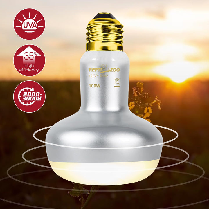 REPTI ZOO 100W basking lamp delivers focused heat for basking zones