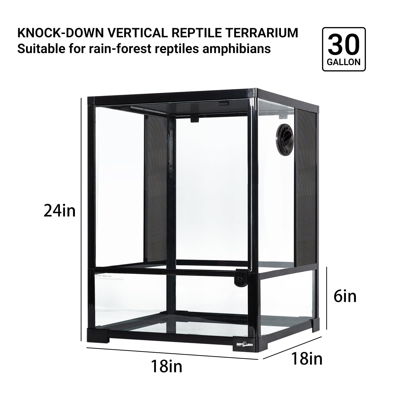 REPTI ZOO terrarium side mesh ventilation image emphasizes airflow for healthier habitats.