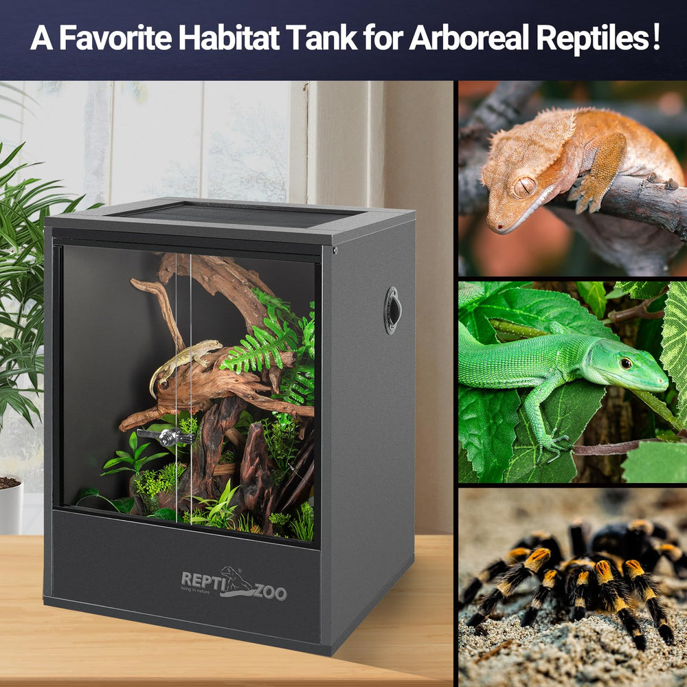 REPTI ZOO top mesh on tall tank, ventilation and light penetration for enrichment