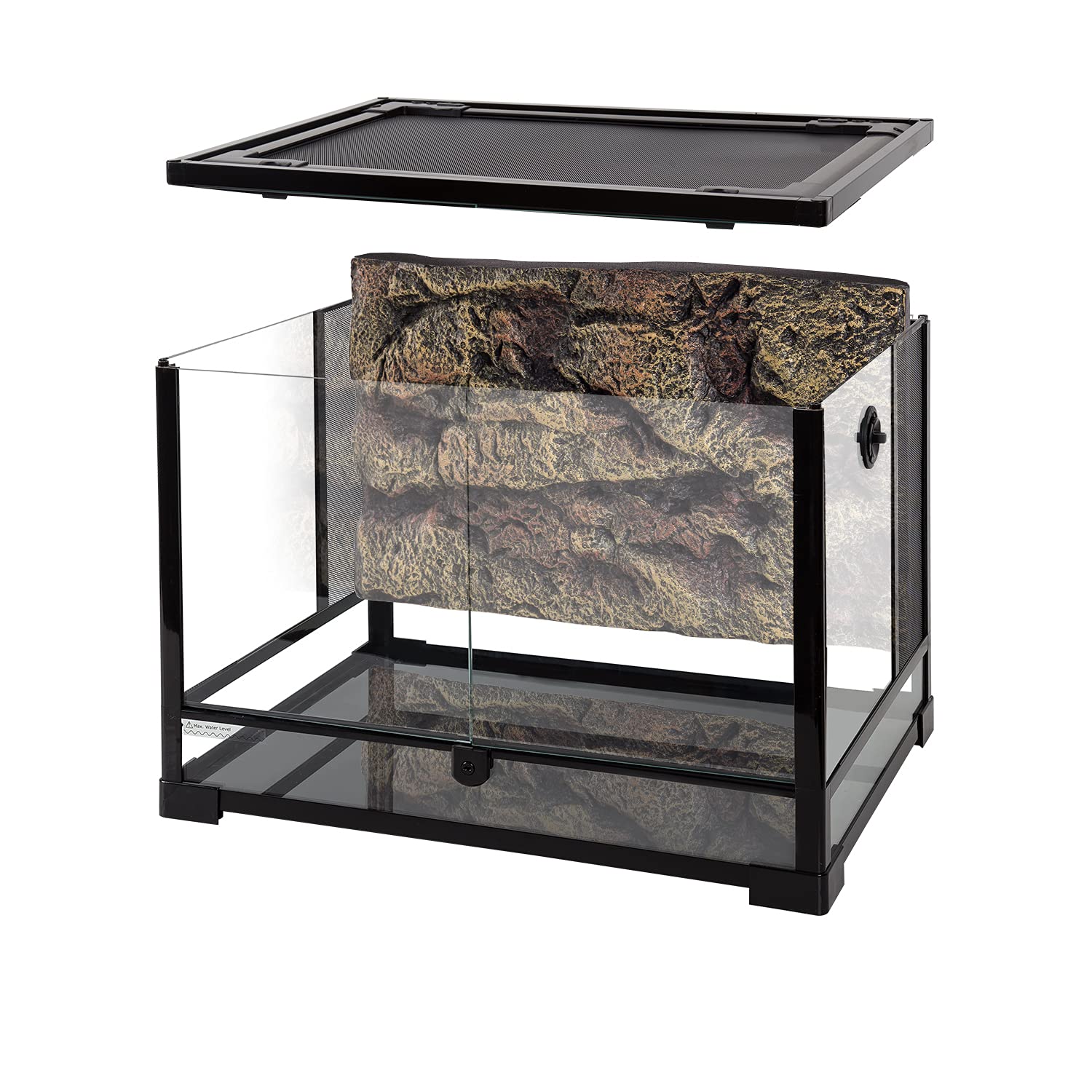 REPTI ZOO 34-gallon glass terrarium front view shows ample space.