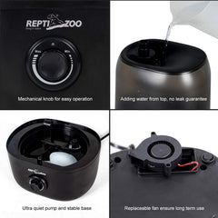 REPTI ZOO 4L humidifier circle mist knob offers precise control.