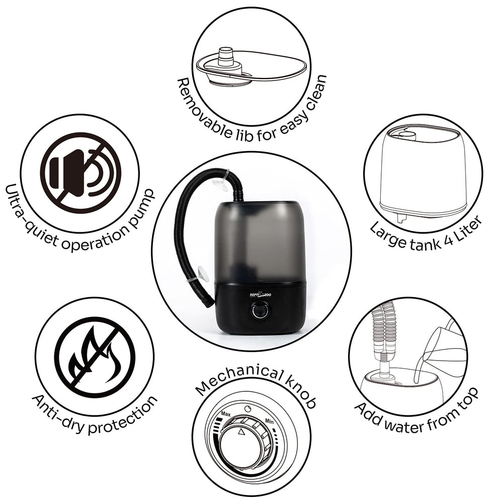 REPTI ZOO 4L humidifier top fill opening enables clean refilling.