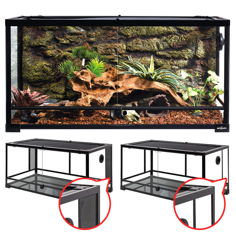 REPTI ZOO 50 gallon glass terrarium front view for clear size perception and display