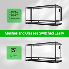 REPTI ZOO 50 gallon terrarium side mesh panel shows breathable ventilation