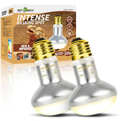 REPTI ZOO 50W basking-spot-light for natural sunlight simulation.