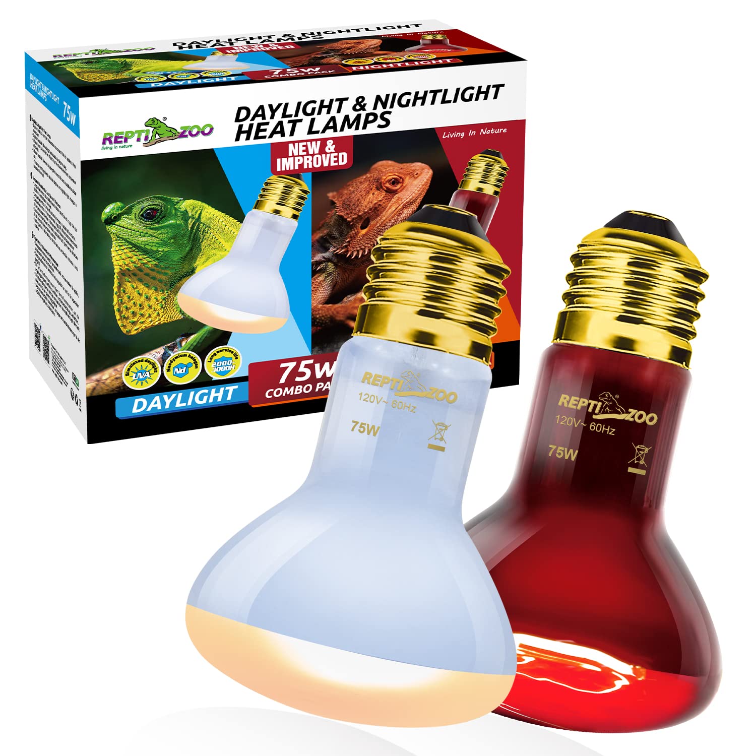 REPTI ZOO 75W daylight bulb provides bright, natural light for daytime basking