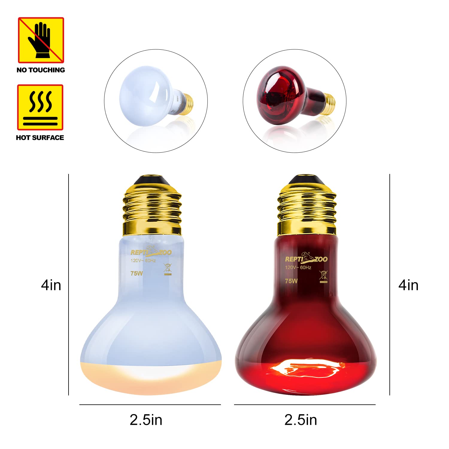 REPTI ZOO 75W nightlight-heat bulb emits gentle nighttime warmth