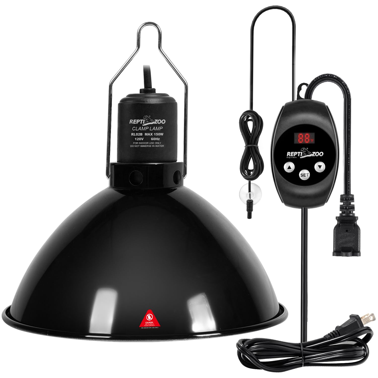 REPTI ZOO 8.5 inch dome lamp fixture with polished aluminum reflector for brighter UVB output