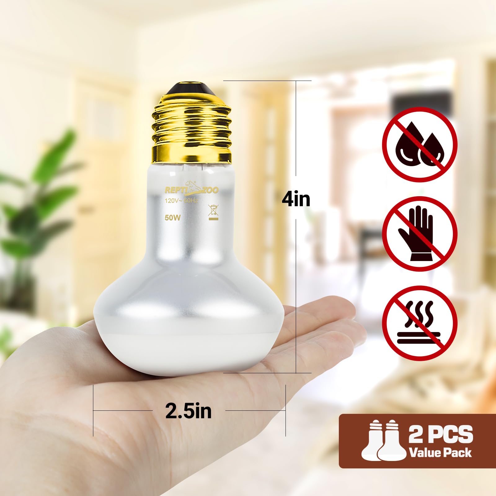 REPTI ZOO 50W lamp with aluminum coating for a brighter heat beam.