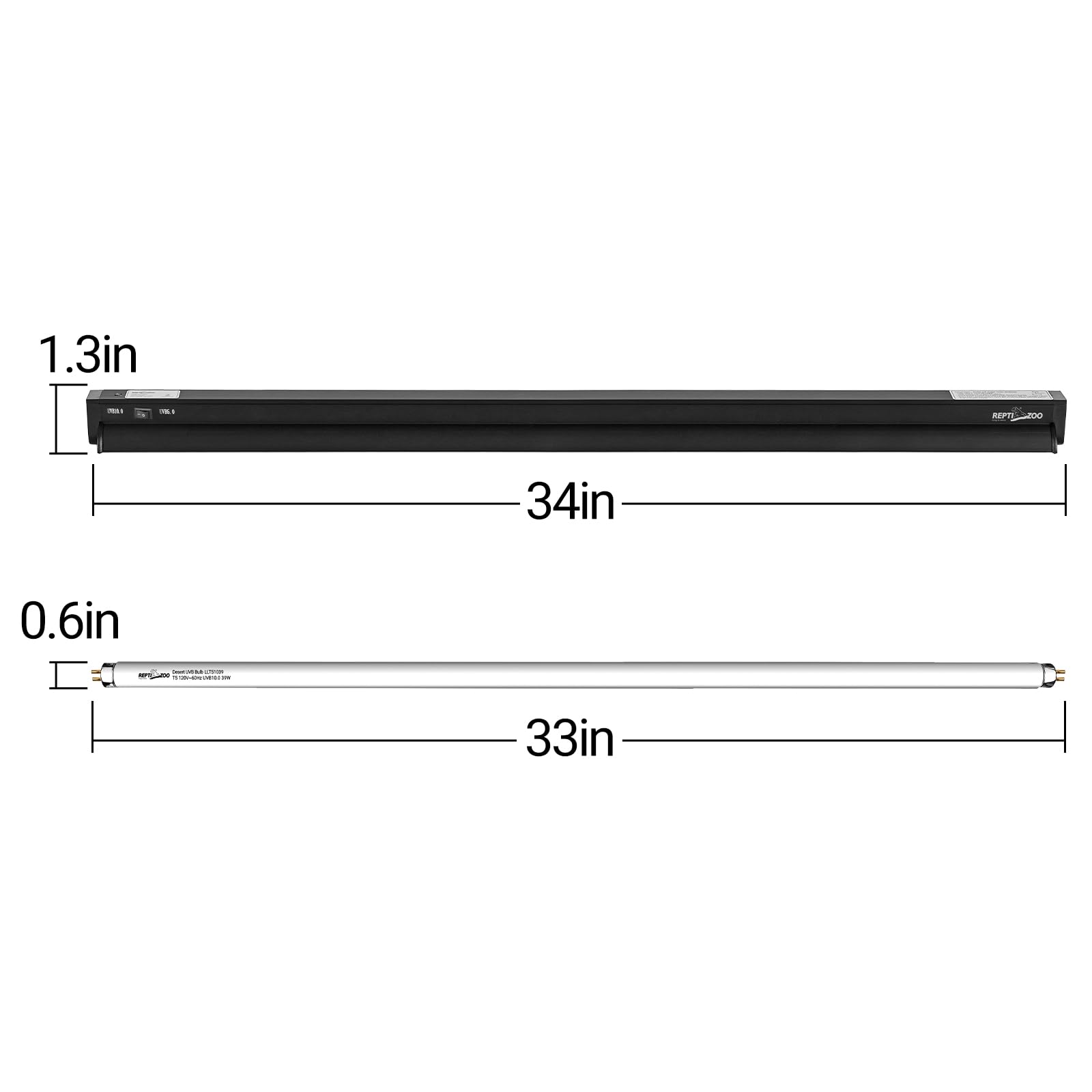 REPTI ZOO aluminum shell UVB fixture highlighting durability