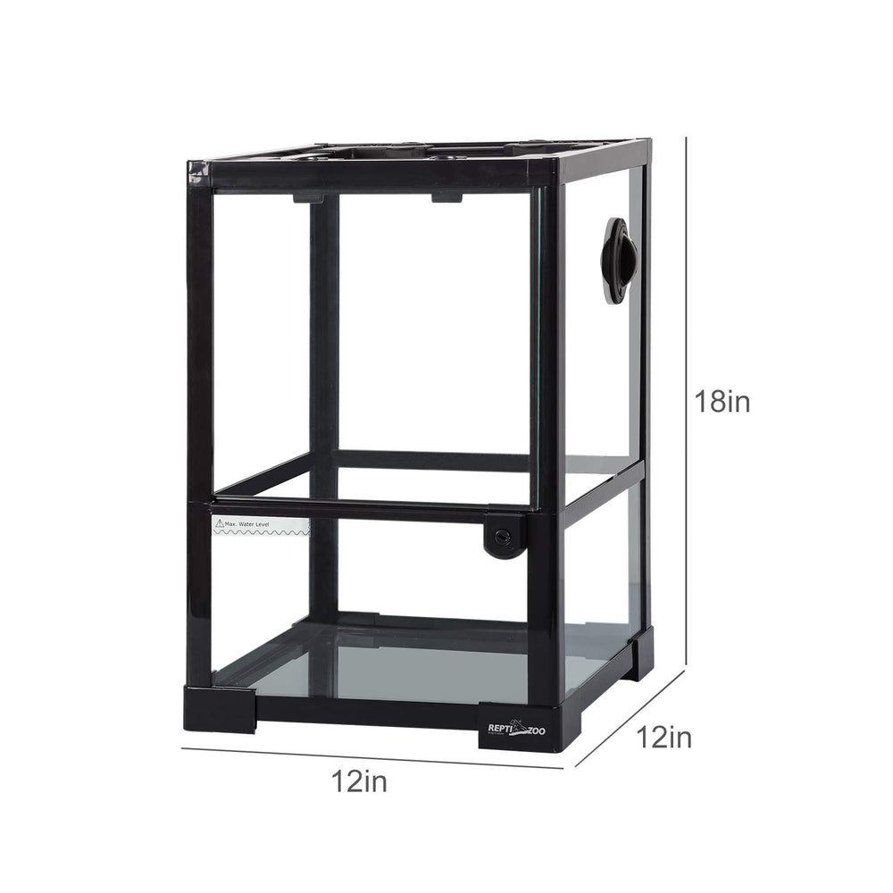 REPTI ZOO Compact 10gal terrarium top opening for feeding and handling.
