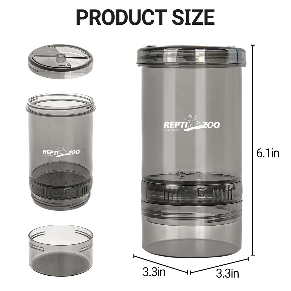 REPTI ZOO cricket powder mixer lid showcasing twist-lock design for secure operation